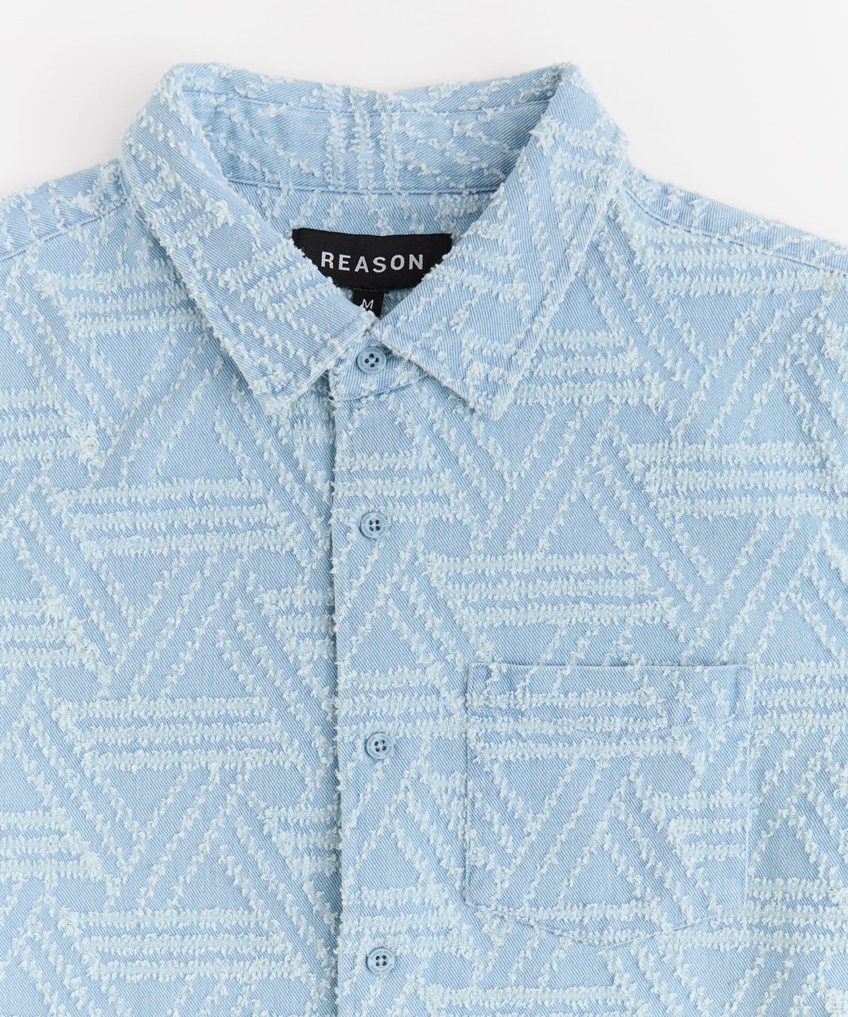 Textured Geometric Button Down Shirt - Light Blue | Reason Clothing Special Offer