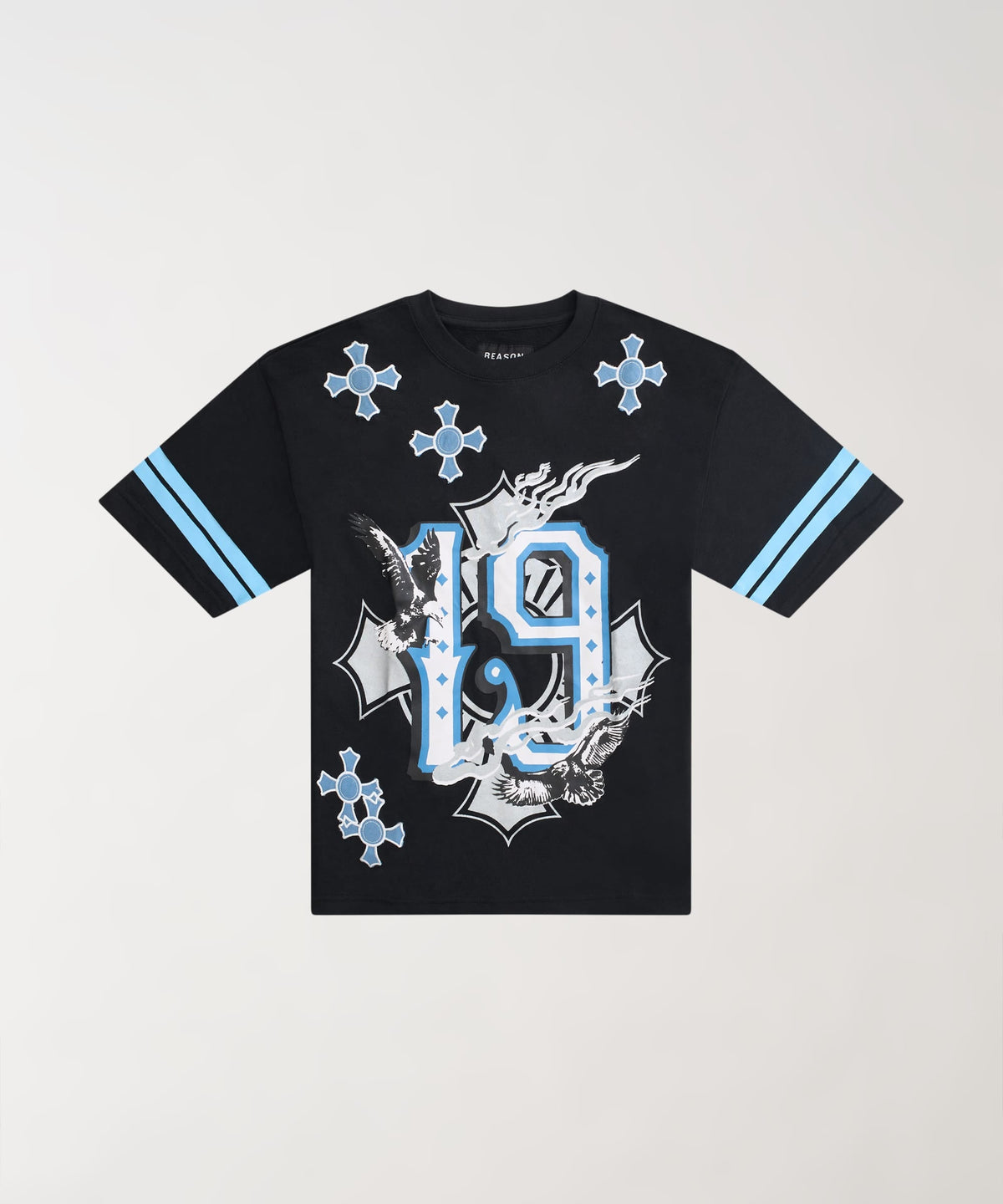 Plus Size Football Short Sleeve Tee - Black | Reason Clothing Classic