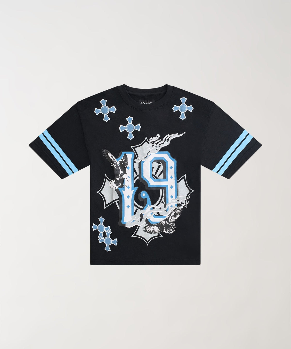 Plus Size Football Applique Short Sleeve Tee - Black | Reason Clothing Great Value
