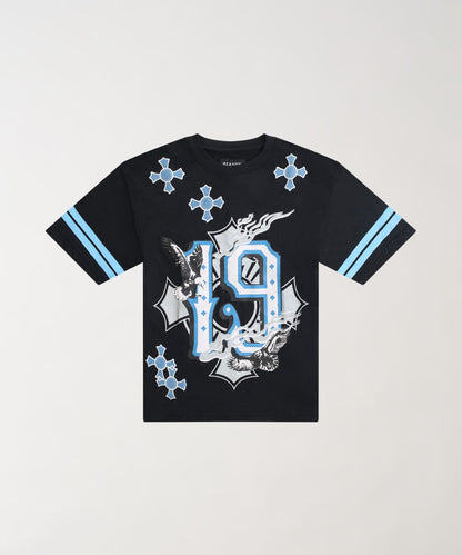 Plus Size Football Applique Short Sleeve Tee - Black | Reason Clothing Great Value