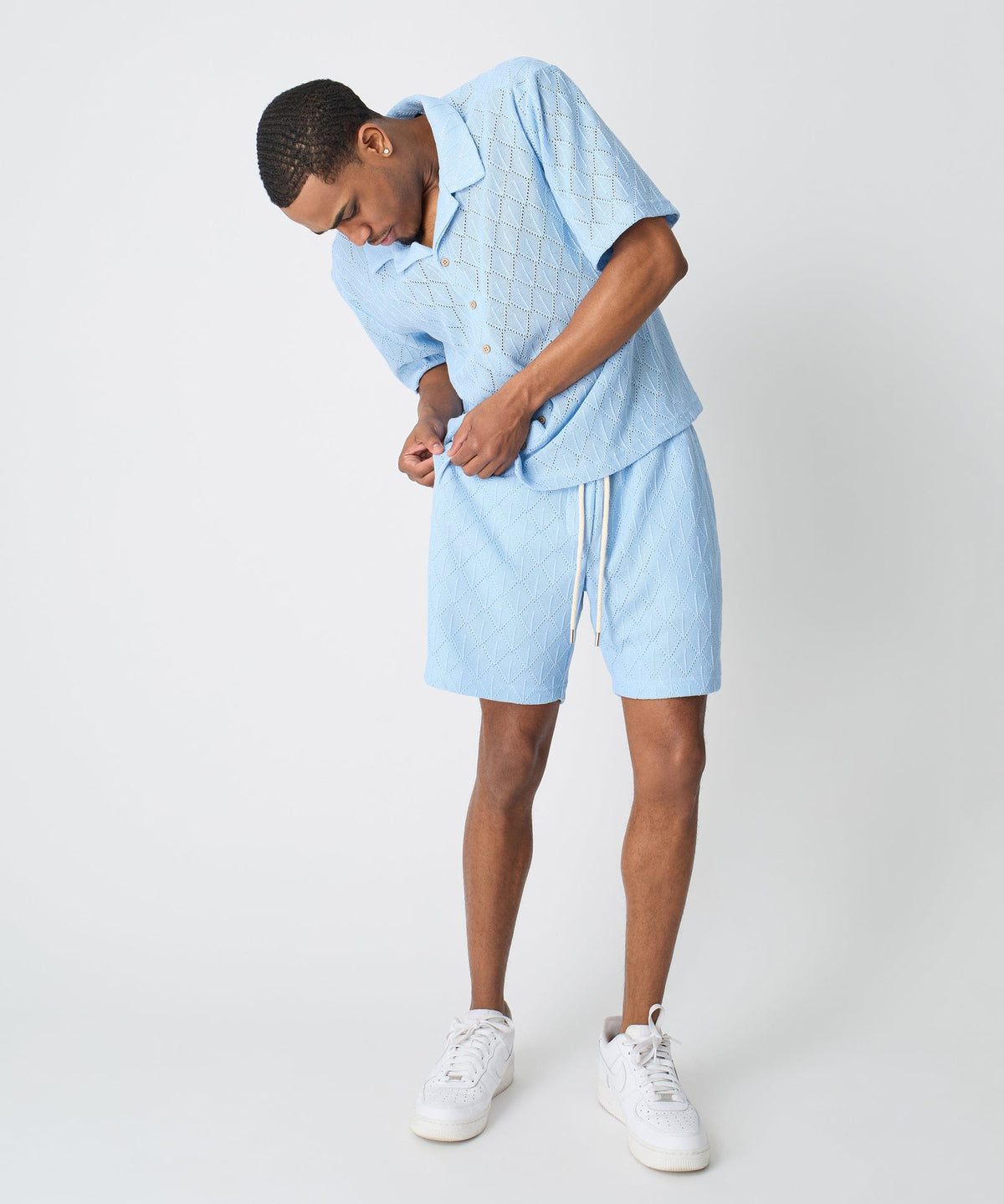 Diamond Plate Towel Short - Light Blue | Reason Clothing Hot Sale