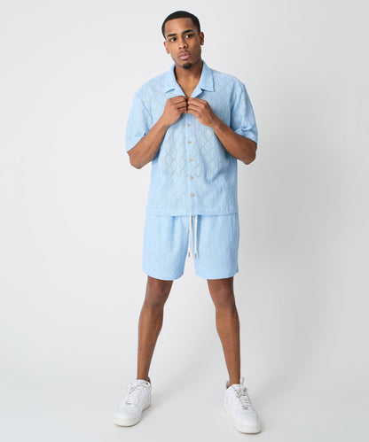 Diamond Plate Towel Short - Light Blue | Reason Clothing Hot Sale