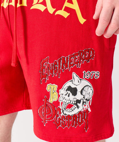 Mishka Old English Fleece Shorts - Red | Reason Clothing Great Value