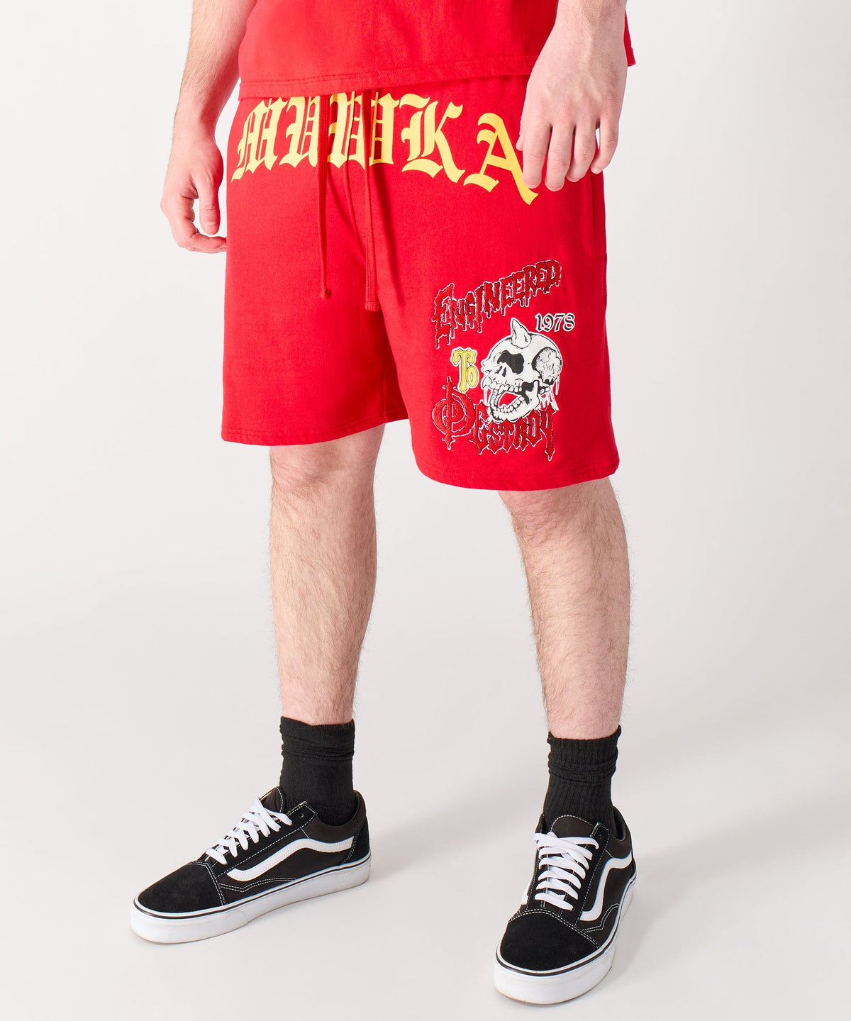 Mishka Old English Fleece Shorts - Red | Reason Clothing Great Value