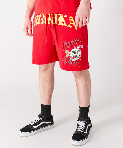 Mishka Old English Fleece Shorts - Red | Reason Clothing Great Value