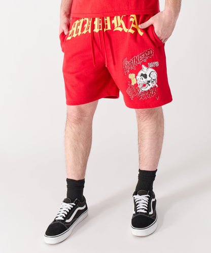 Mishka Old English Fleece Shorts - Red | Reason Clothing Great Value
