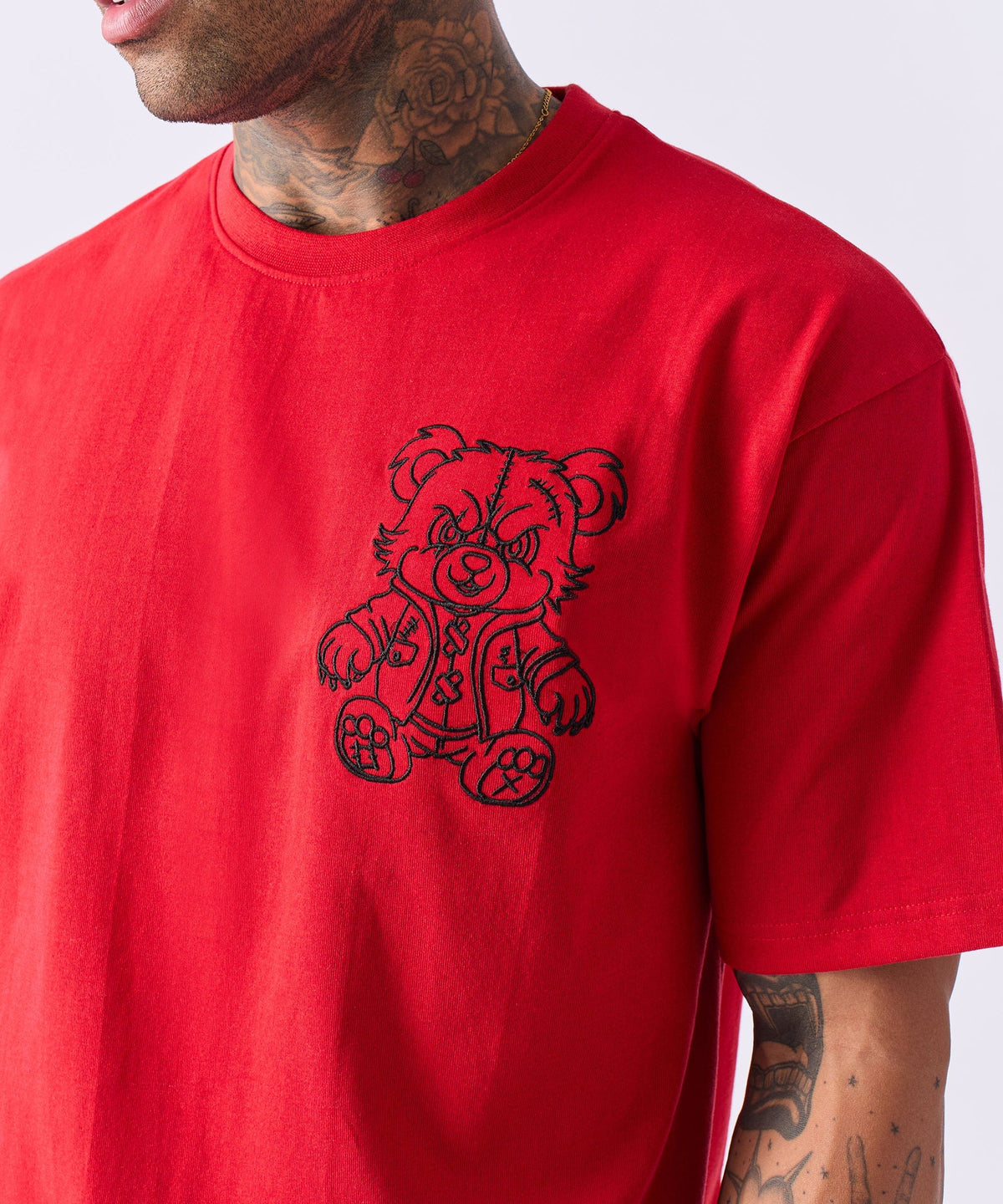 Teddy Embroidered Tee - Red | Reason Clothing Essential