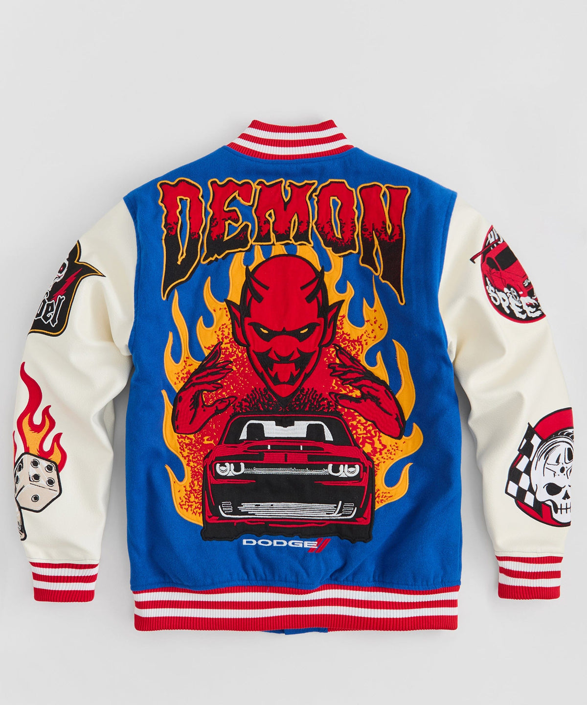 Dodge Demon Rebel Embroidered Varsity Jacket Pu - Blue | Reason Clothing Customer Favorite