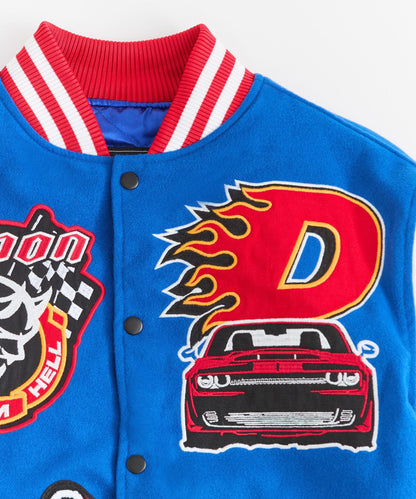 Dodge Demon Rebel Embroidered Varsity Jacket Pu - Blue | Reason Clothing Customer Favorite